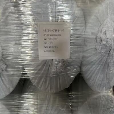 Wholesale E Glass Polyester Veil Mat MAT300+VEIL20 1600MM, 6 rolls per batch, E-glass fiber veil mat for FRP composite, corrosion resistant, made in China factory with stable batch supply.
